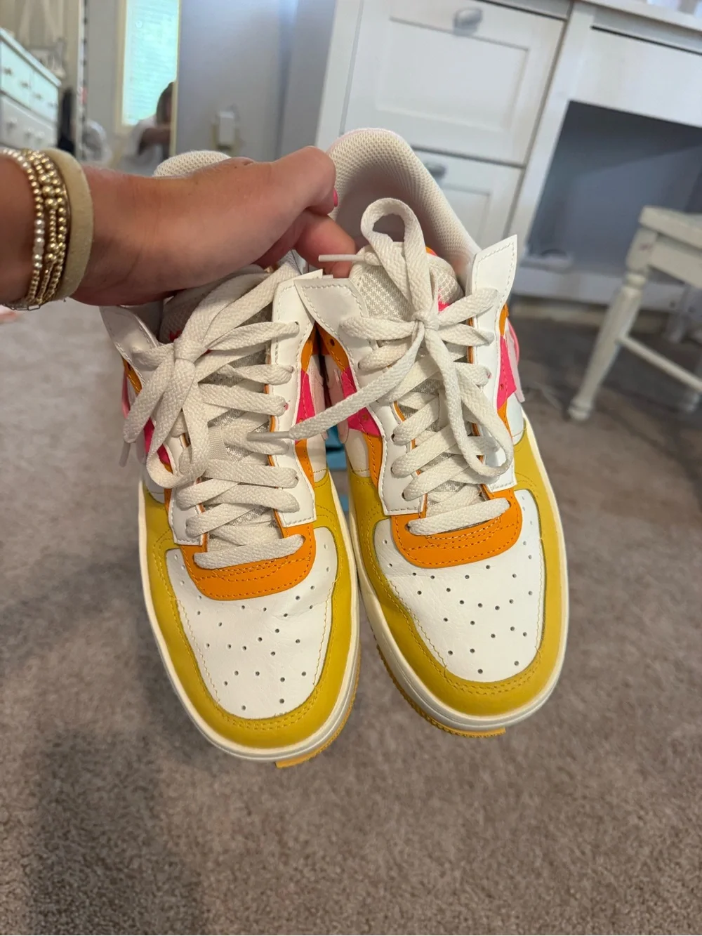 Pink and Orange Nike Air Force 1